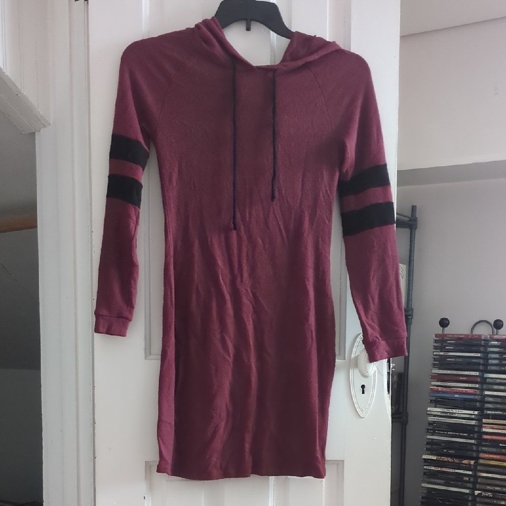 Heart & Hips Burgundy Hoodie Dress
